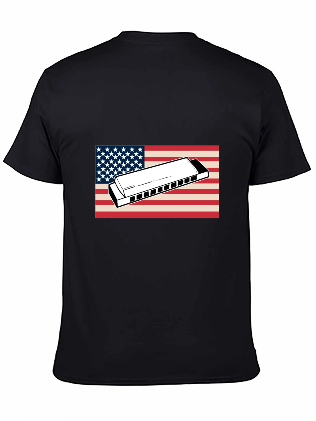 American Flag Harmonica Graphic T-Shirt