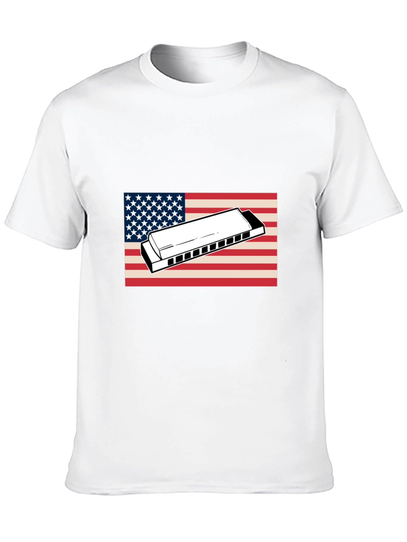 American Flag Harmonica Graphic T-Shirt