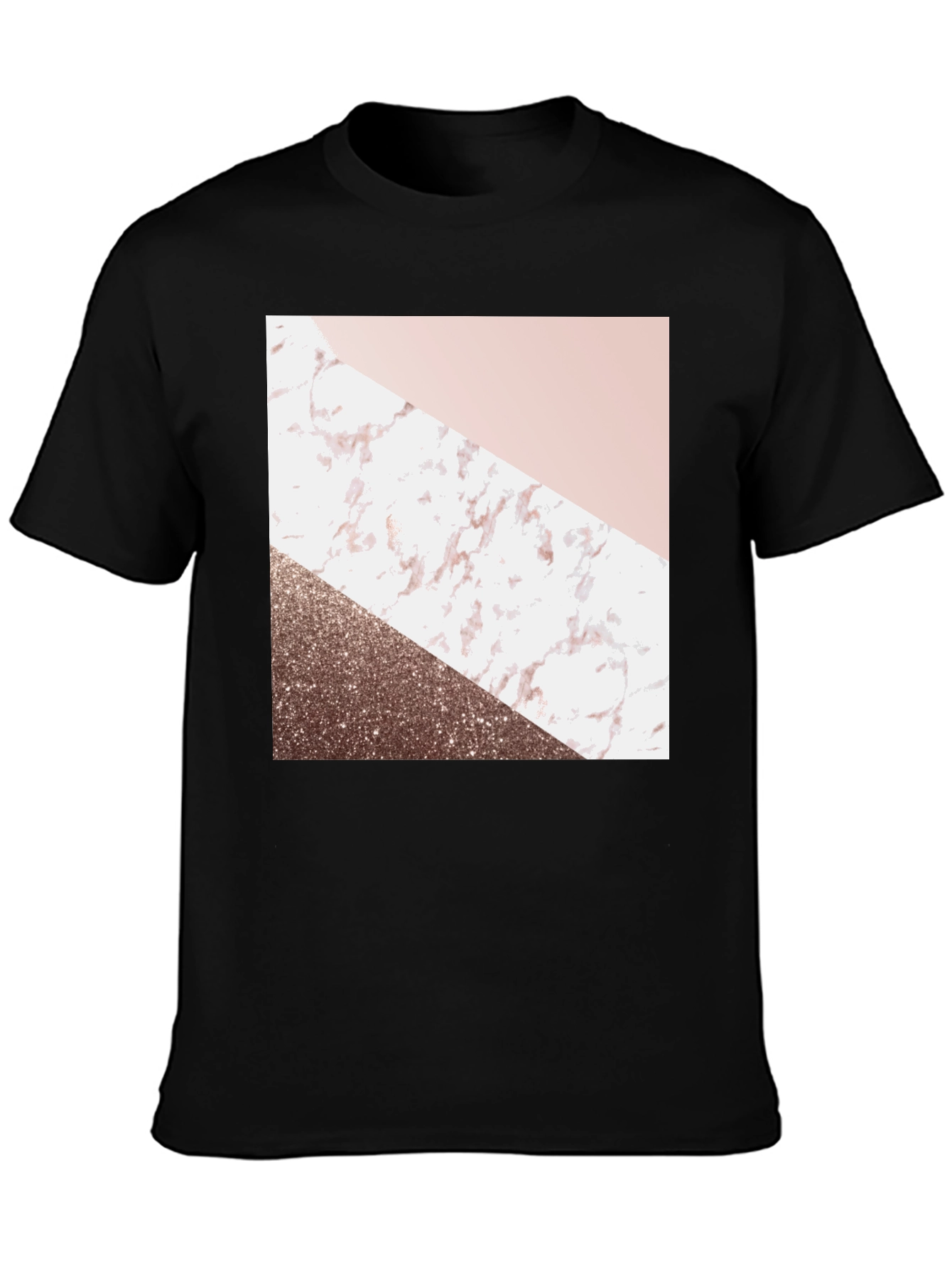Geometric Marble Design Black T-Shirt