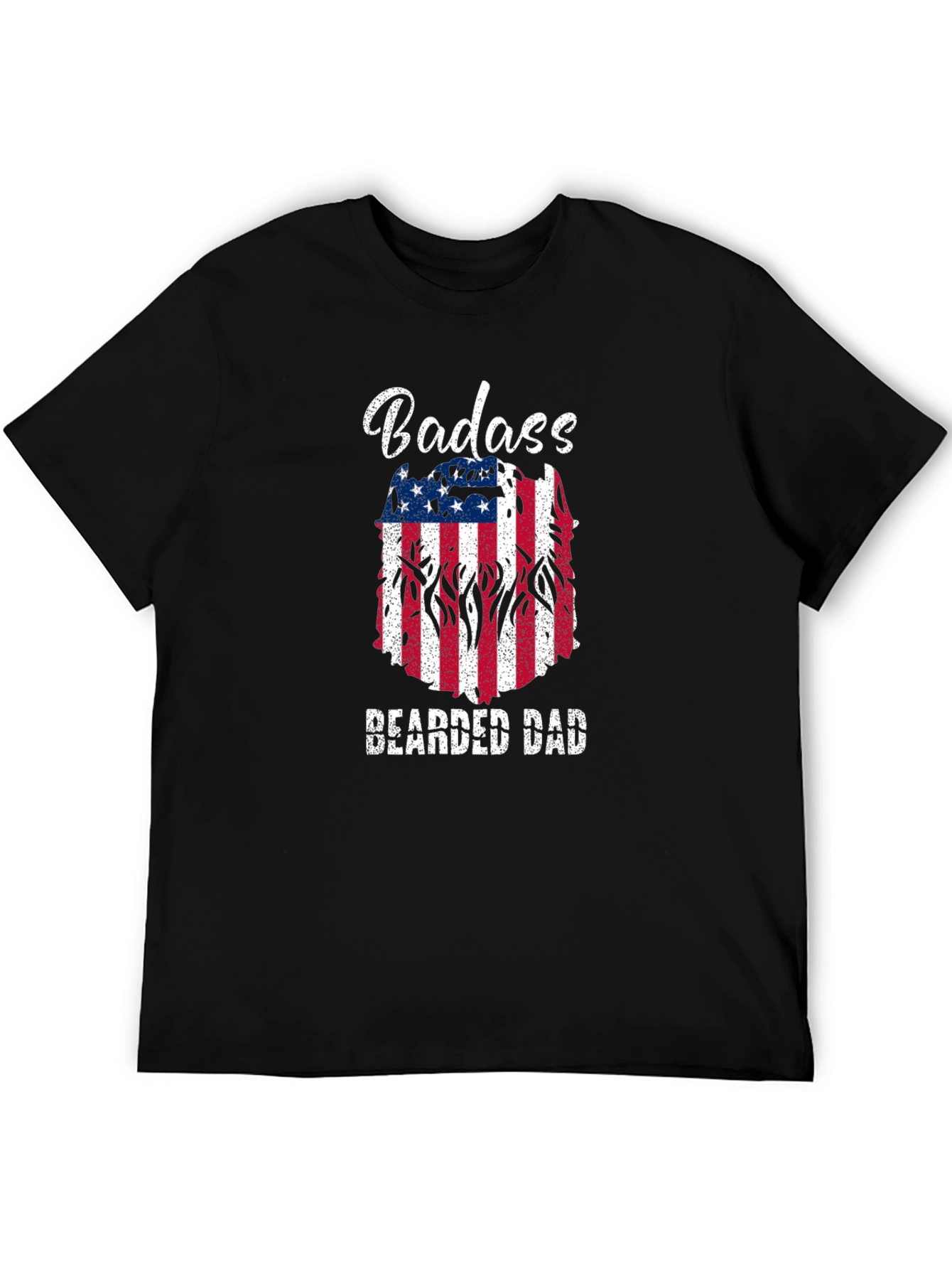 Badass Bearded Dad T-Shirt: Patriotic USA Flag Graphic