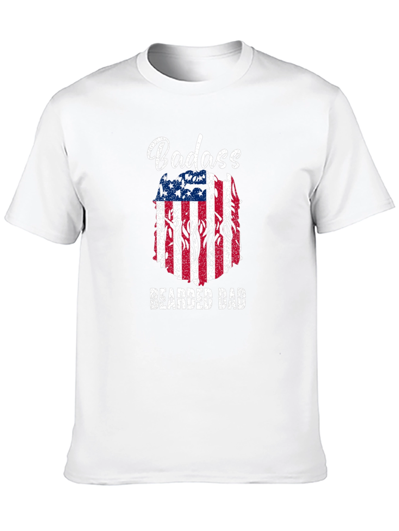 Badass Bearded Dad T-Shirt: Patriotic USA Flag Graphic
