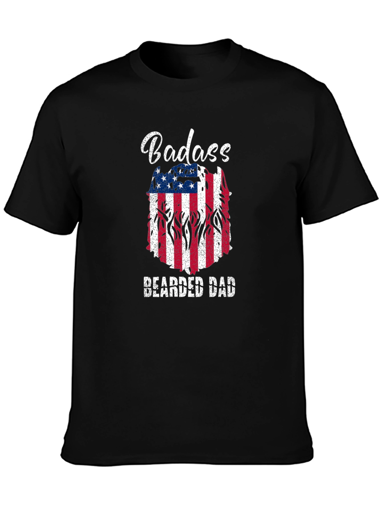Badass Bearded Dad T-Shirt: Patriotic USA Flag Graphic
