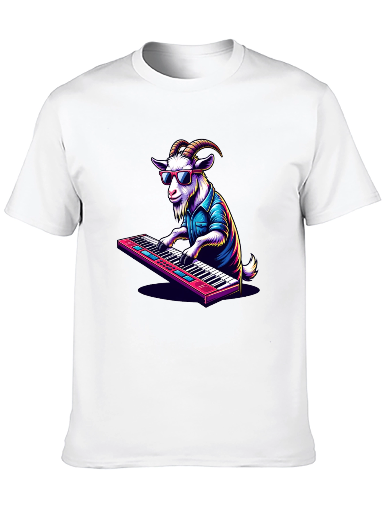 Goat Playing Keyboard T-Shirt - Cool Animal Tee