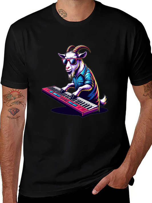 Goat Playing Keyboard T-Shirt - Cool Animal Tee