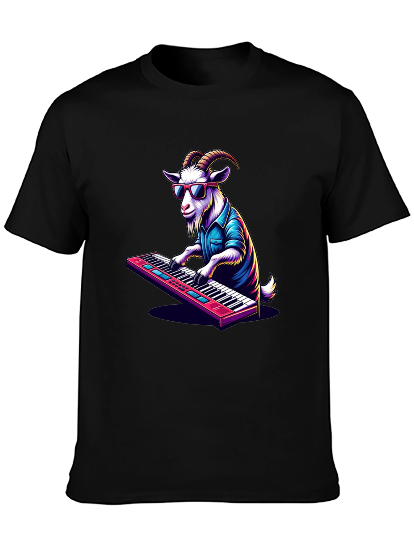 Goat Playing Keyboard T-Shirt - Cool Animal Tee