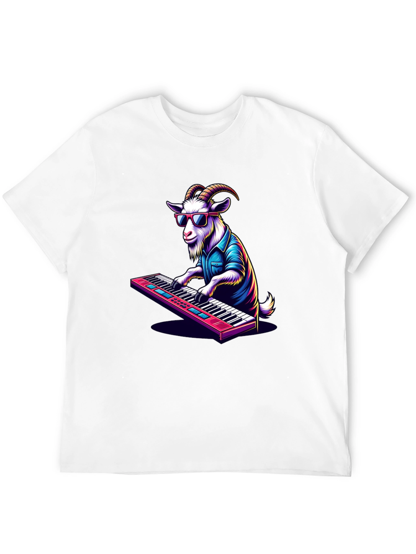 Goat Playing Keyboard T-Shirt - Cool Animal Tee