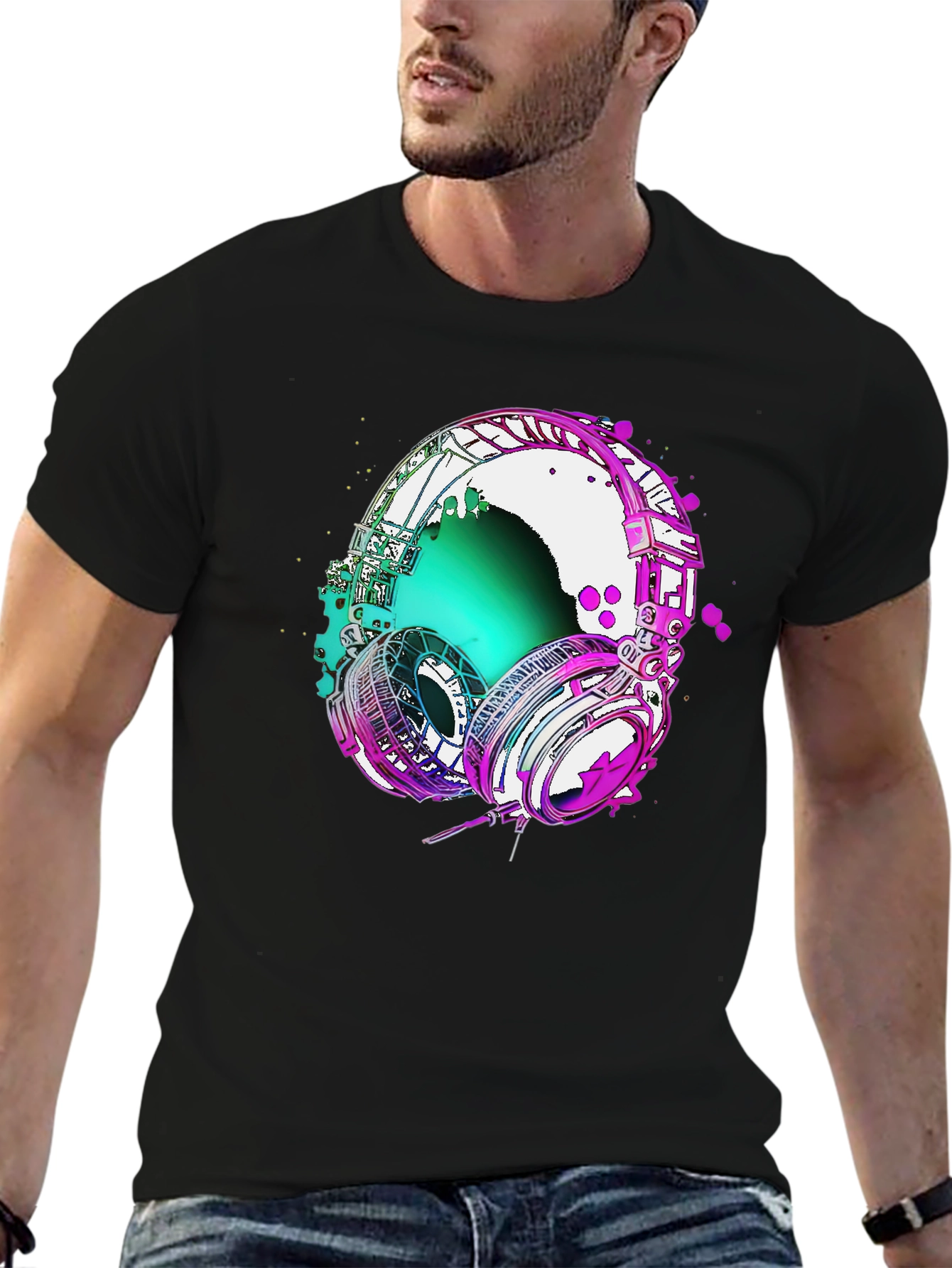 Vivid Headphones Graphic Tee - Music Lovers T-Shirt