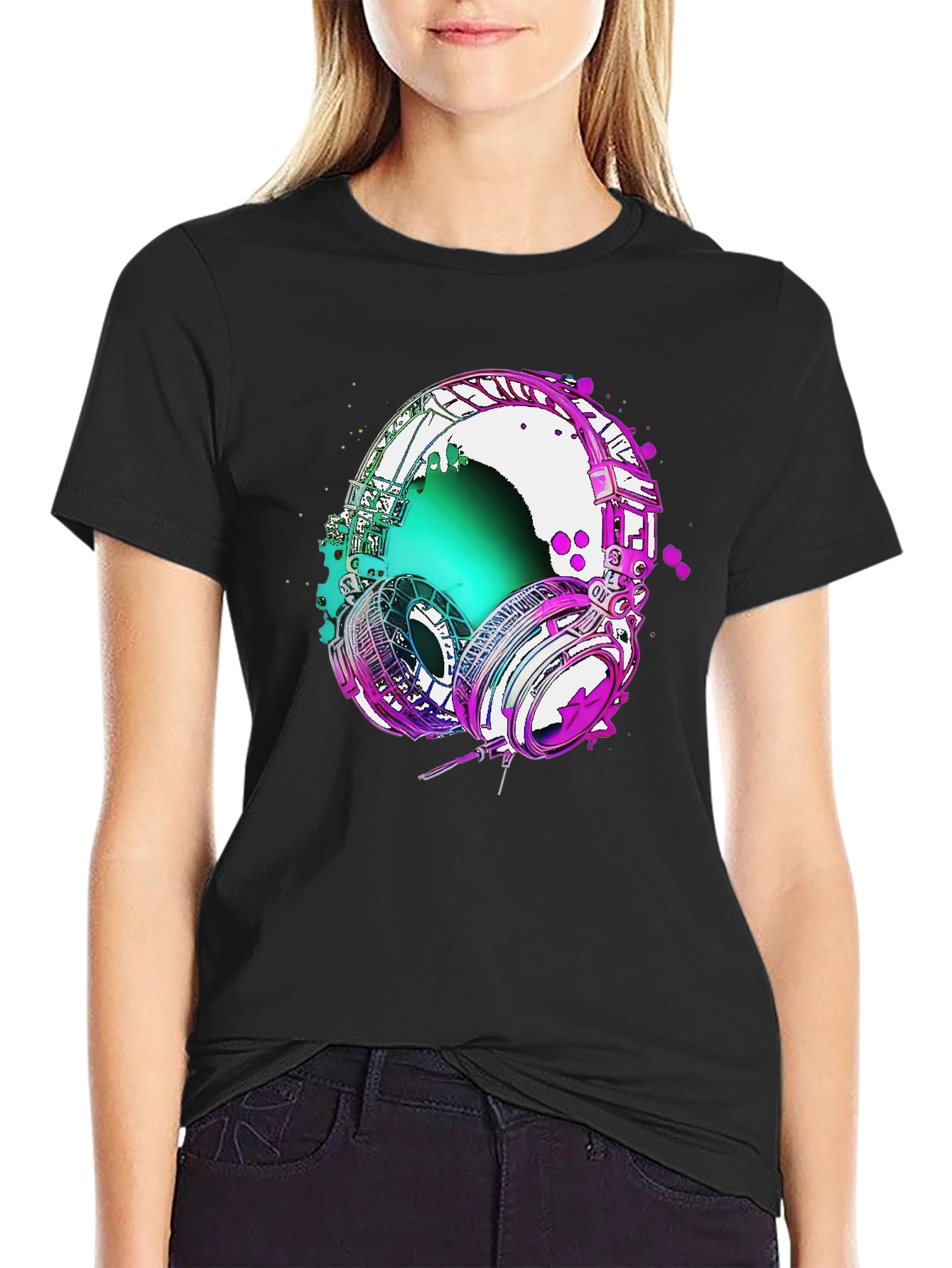 Vivid Headphones Graphic Tee - Music Lovers T-Shirt