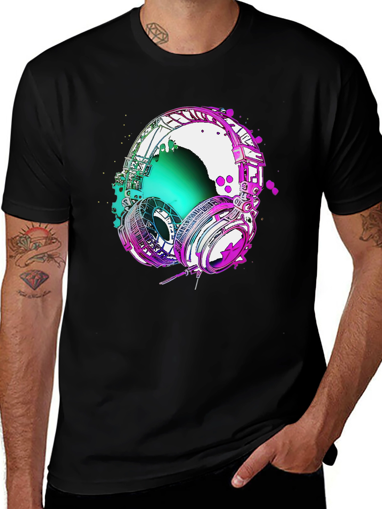 Vivid Headphones Graphic Tee - Music Lovers T-Shirt
