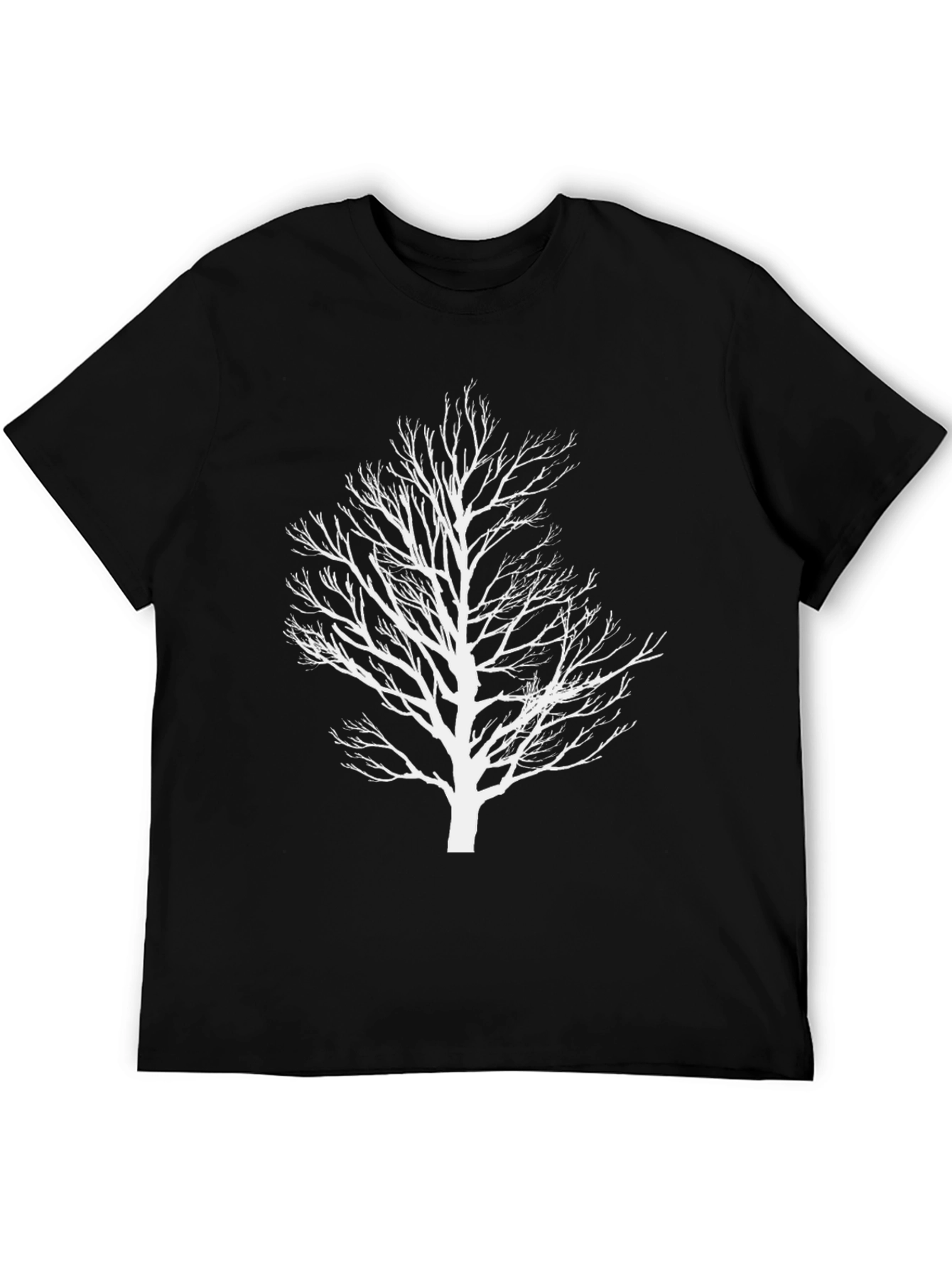 Abstract Tree Graphic Tee - Black Cotton Shirt