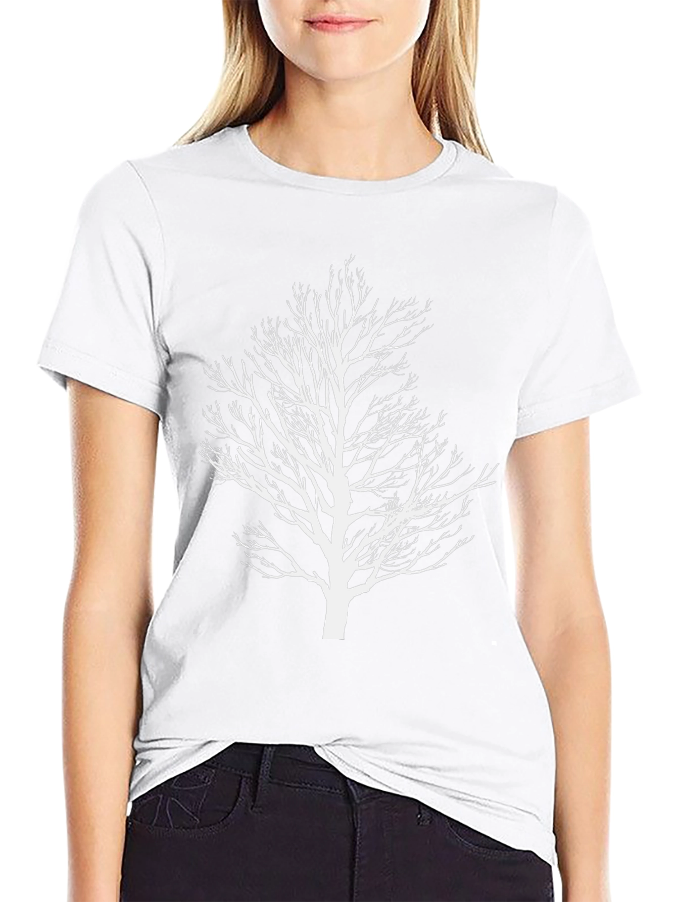 Abstract Tree Graphic Tee - Black Cotton Shirt