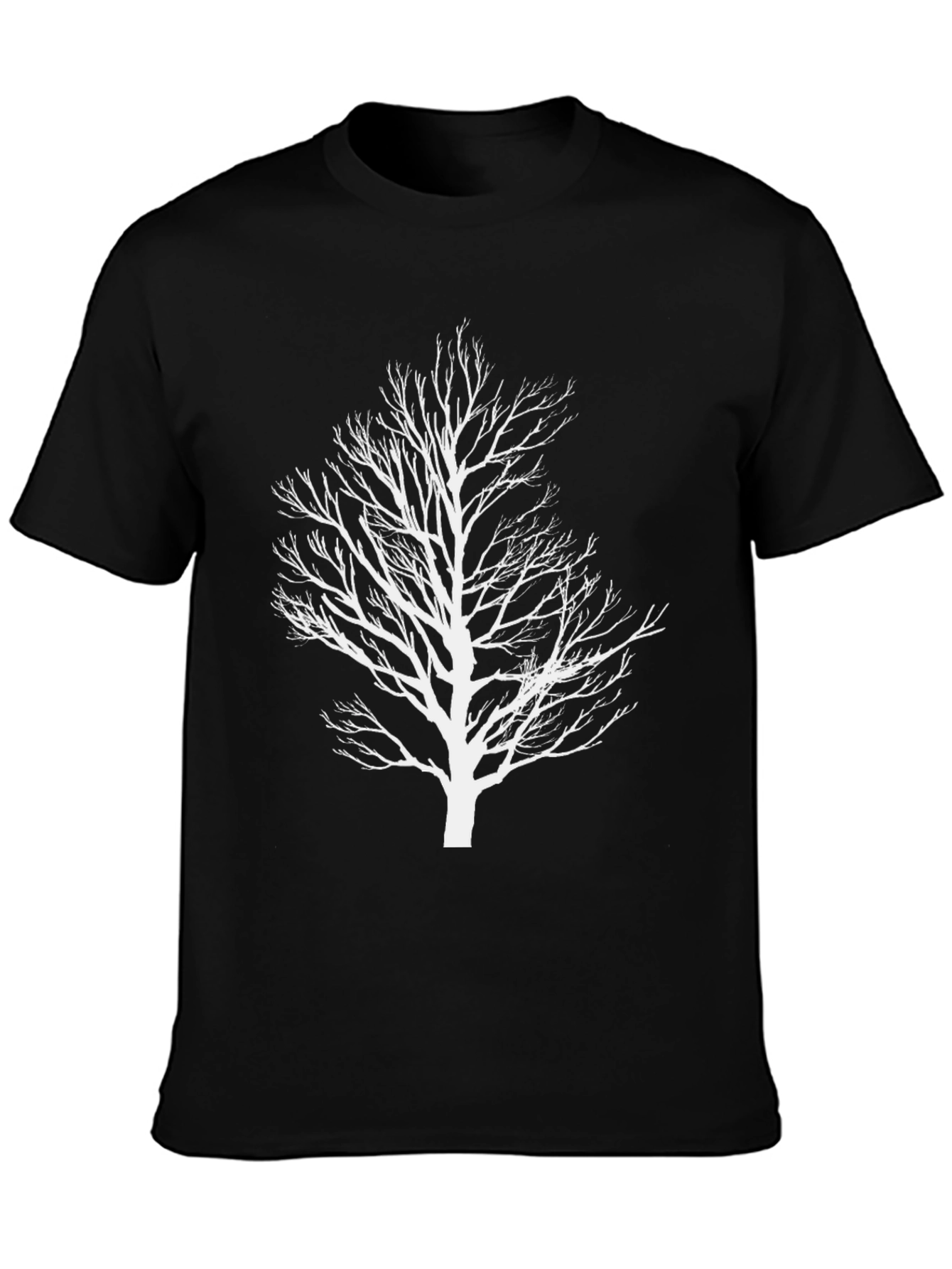 Abstract Tree Graphic Tee - Black Cotton Shirt