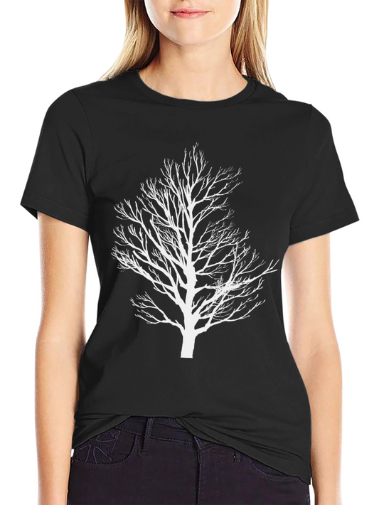 Abstract Tree Graphic Tee - Black Cotton Shirt