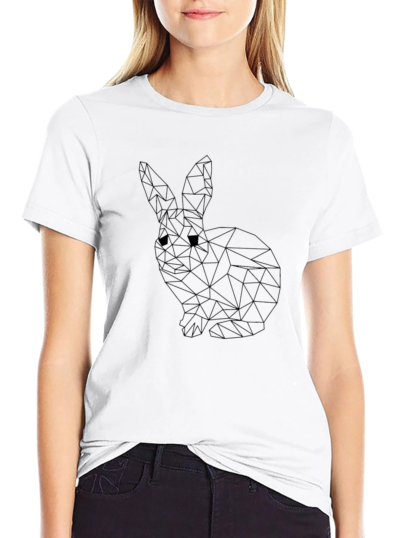 Geometric Bunny Black T-Shirt