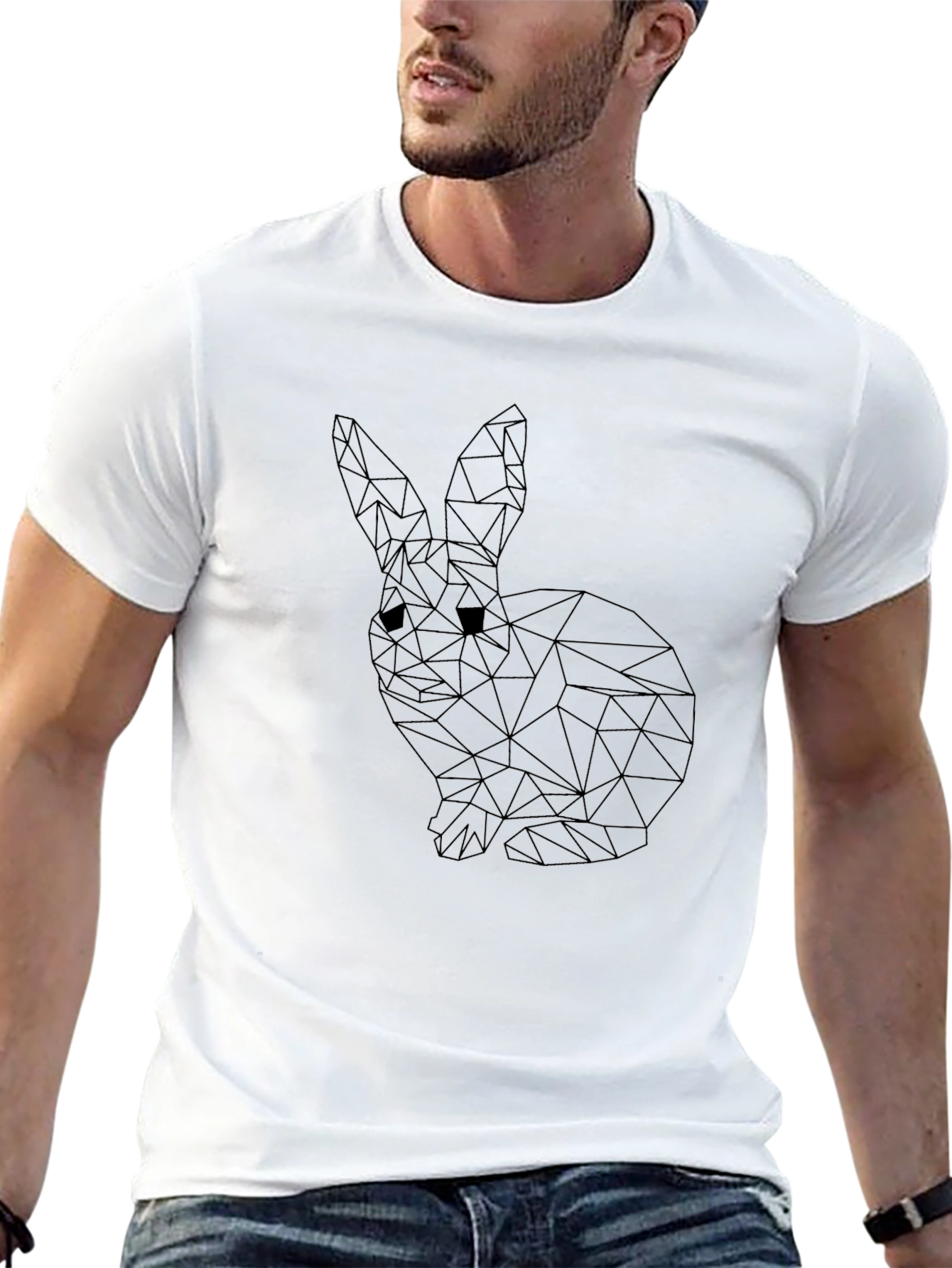 Geometric Bunny Black T-Shirt