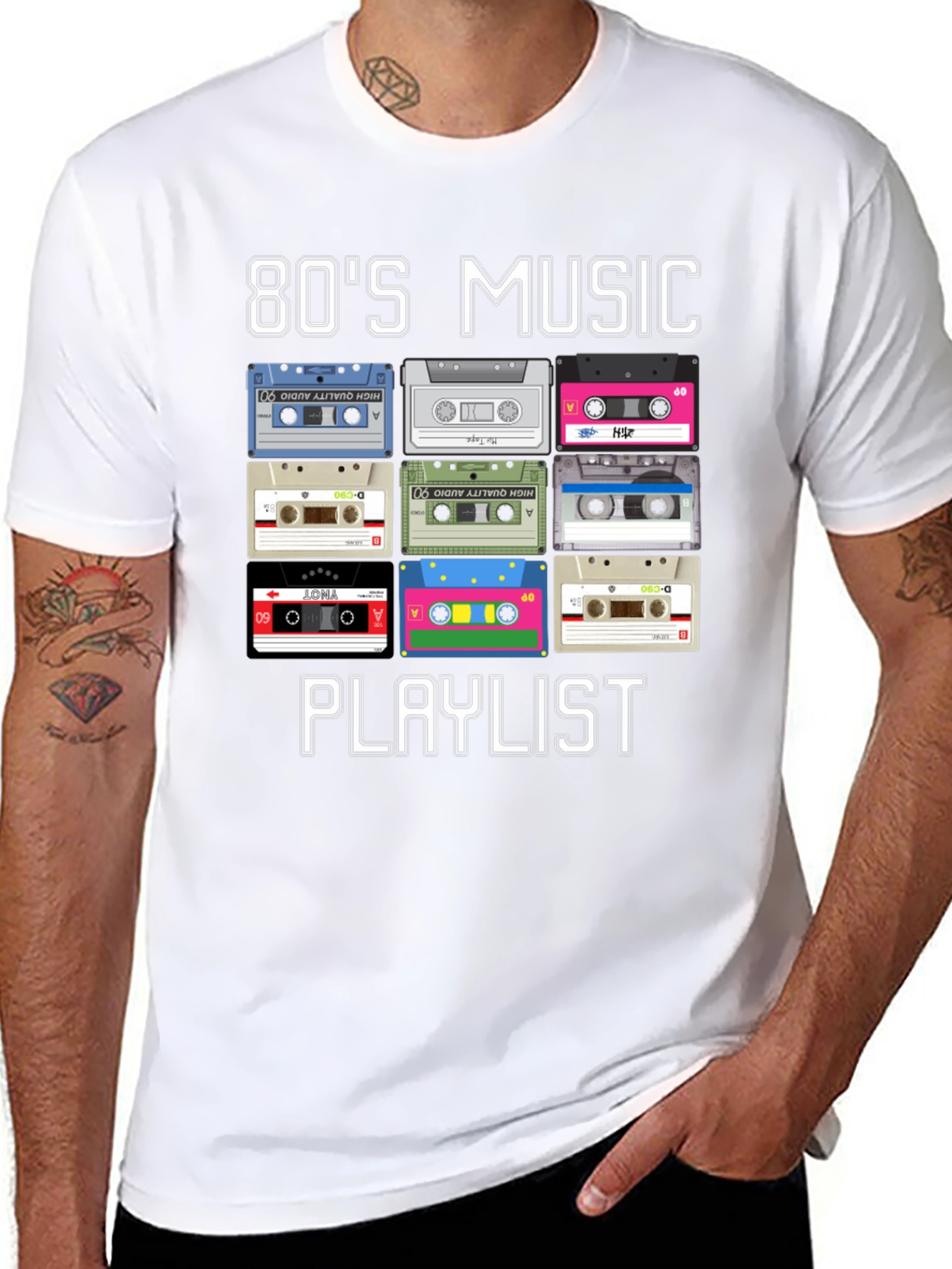80s Music Playlist Cassette Tape T-Shirt