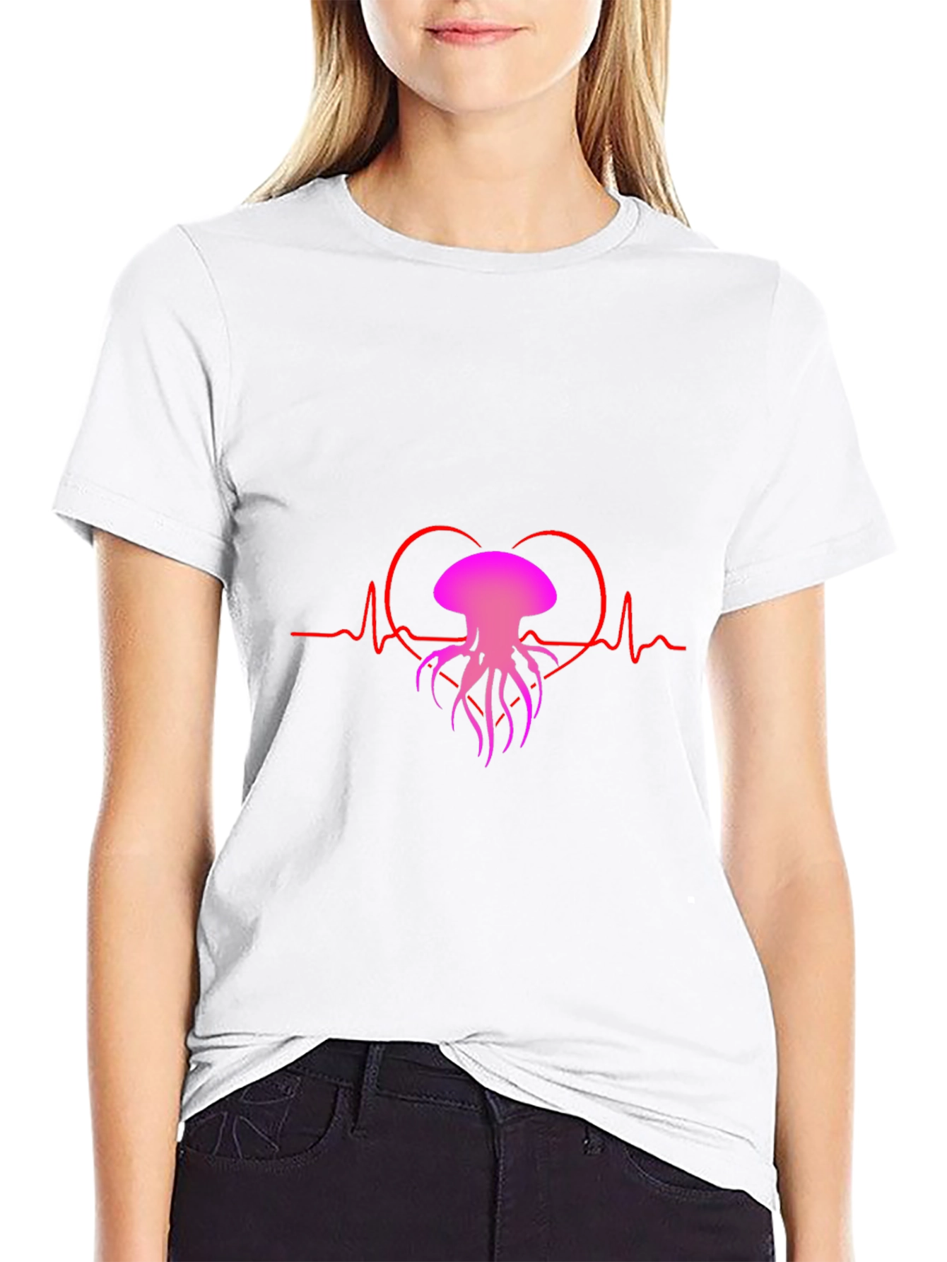 Heartbeat Jellyfish Graphic Tee - Black