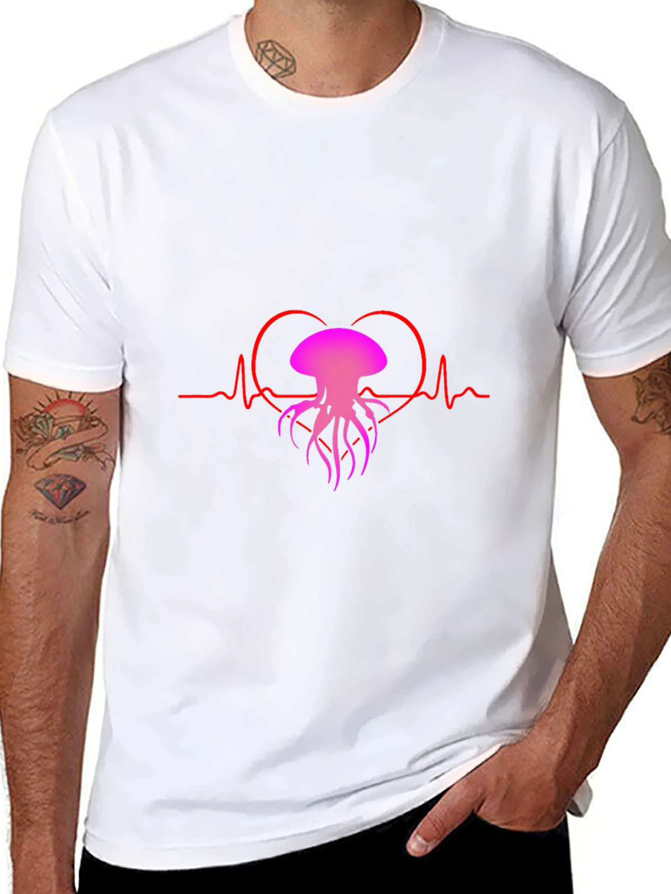 Heartbeat Jellyfish Graphic Tee - Black