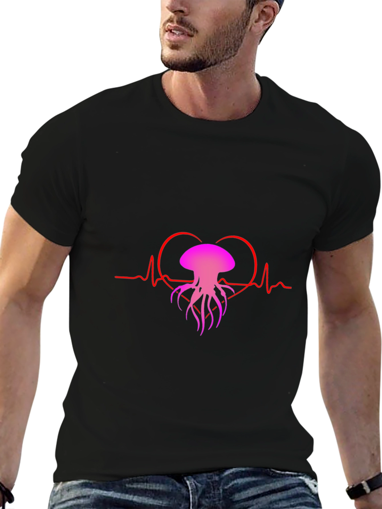 Heartbeat Jellyfish Graphic Tee - Black