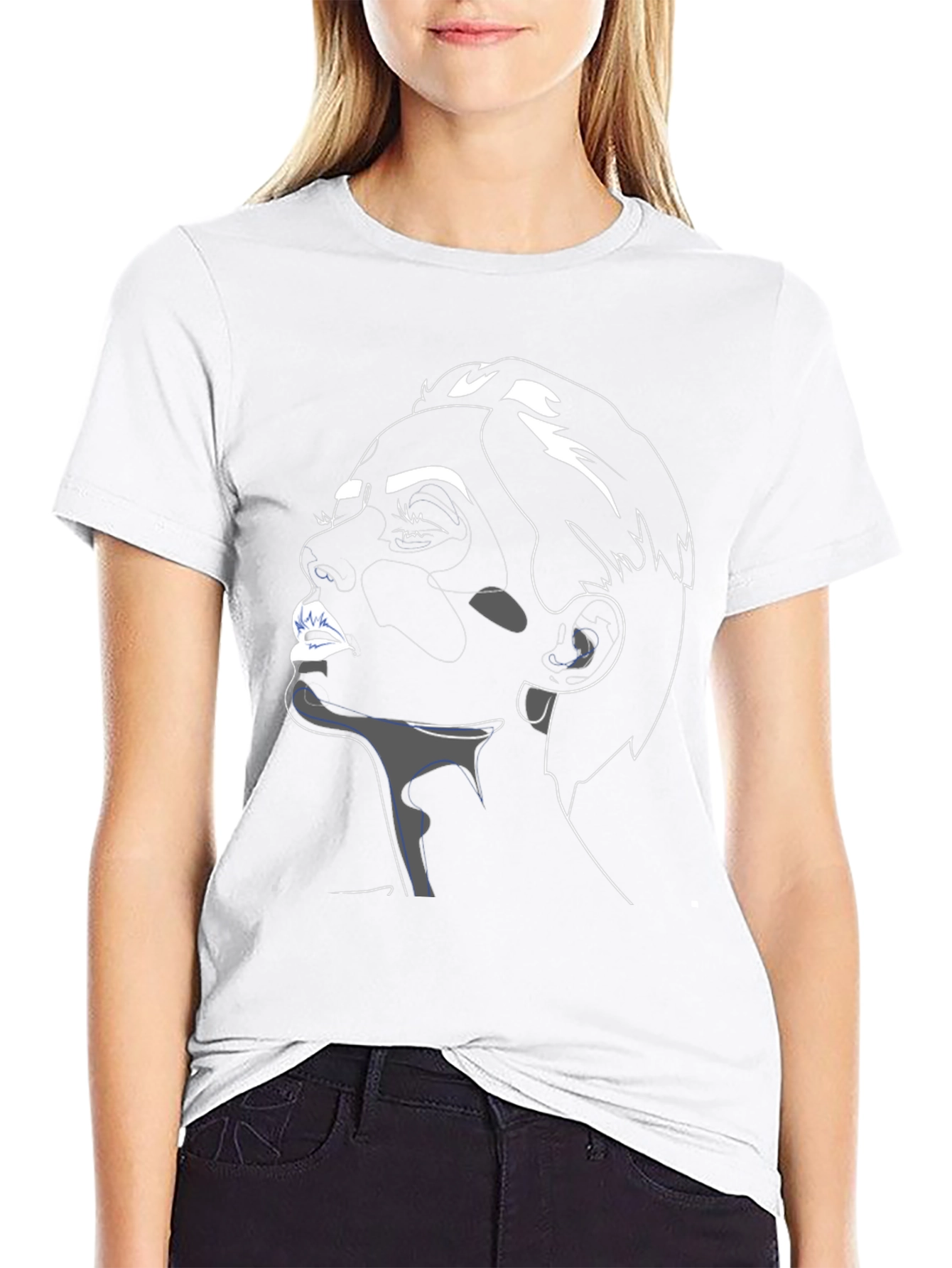 Abstract Face Graphic Black T-Shirt