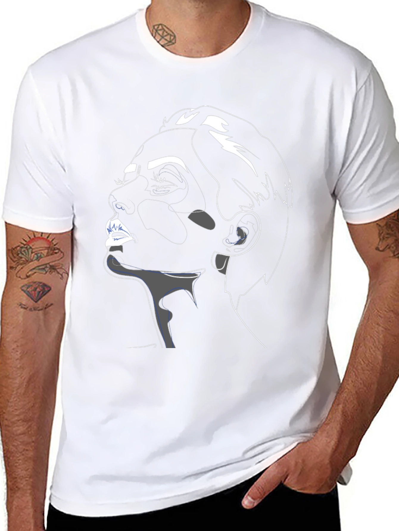 Abstract Face Graphic Black T-Shirt