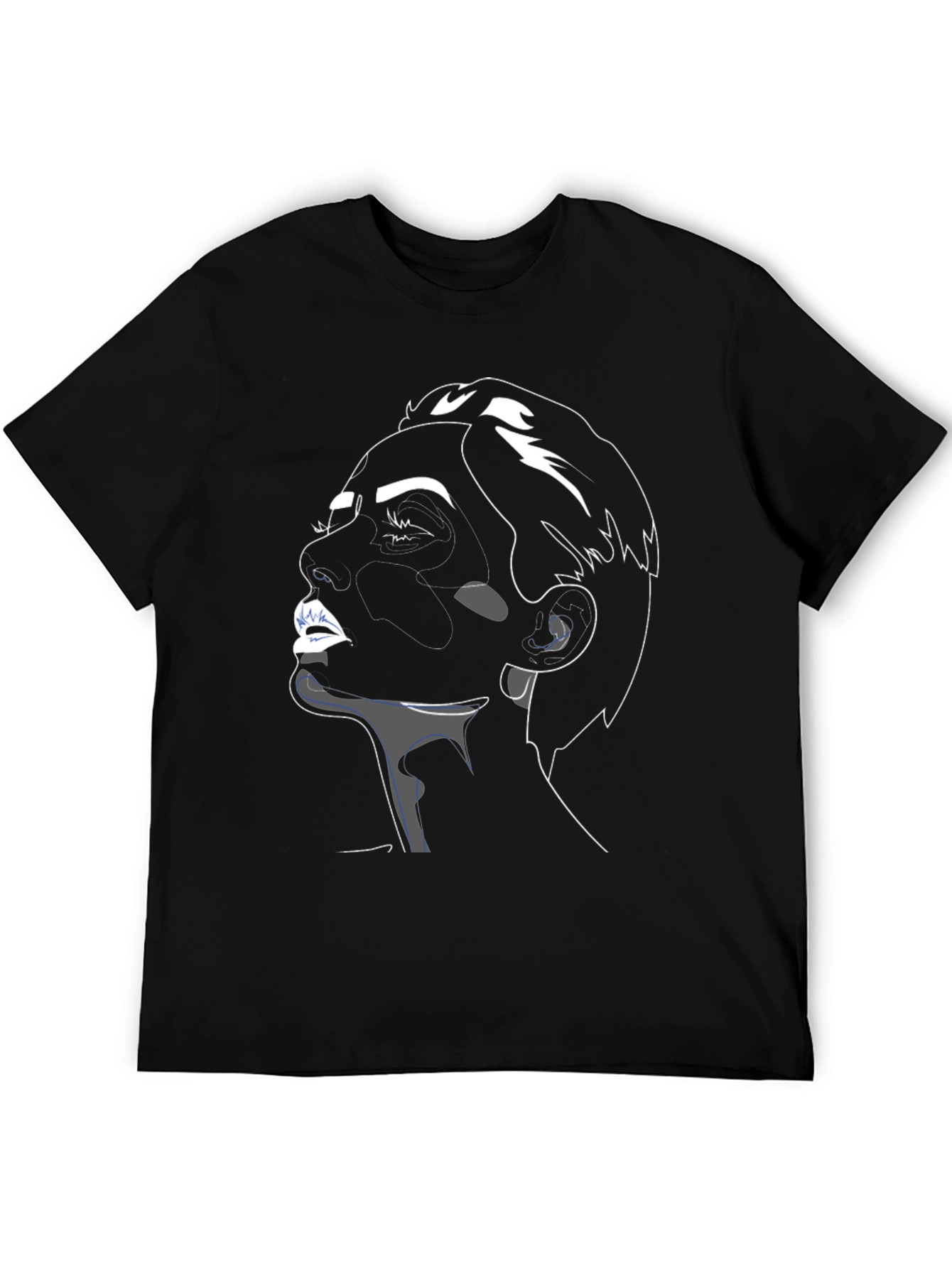 Abstract Face Graphic Black T-Shirt