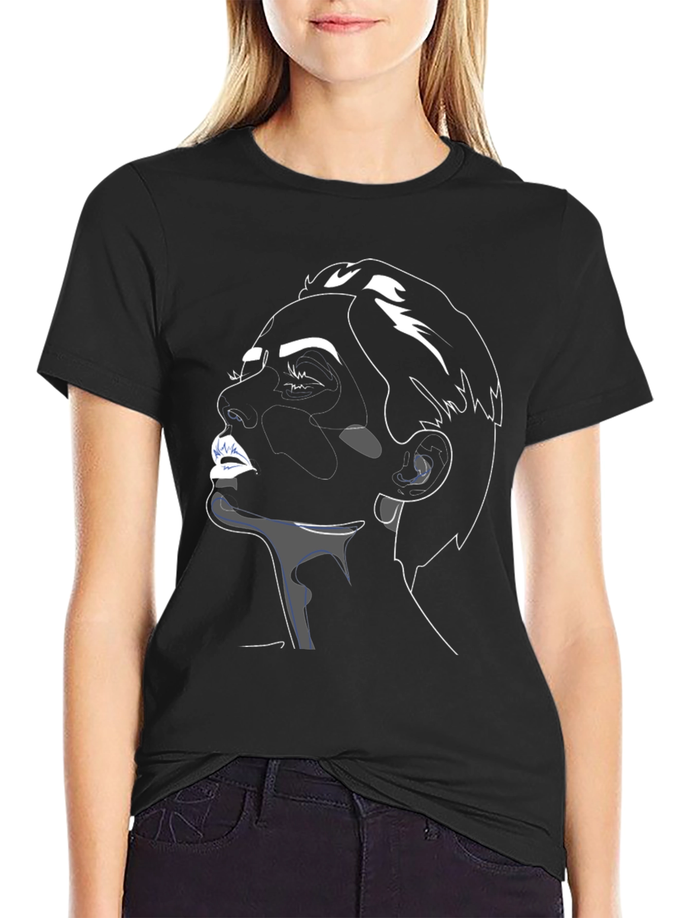 Abstract Face Graphic Black T-Shirt