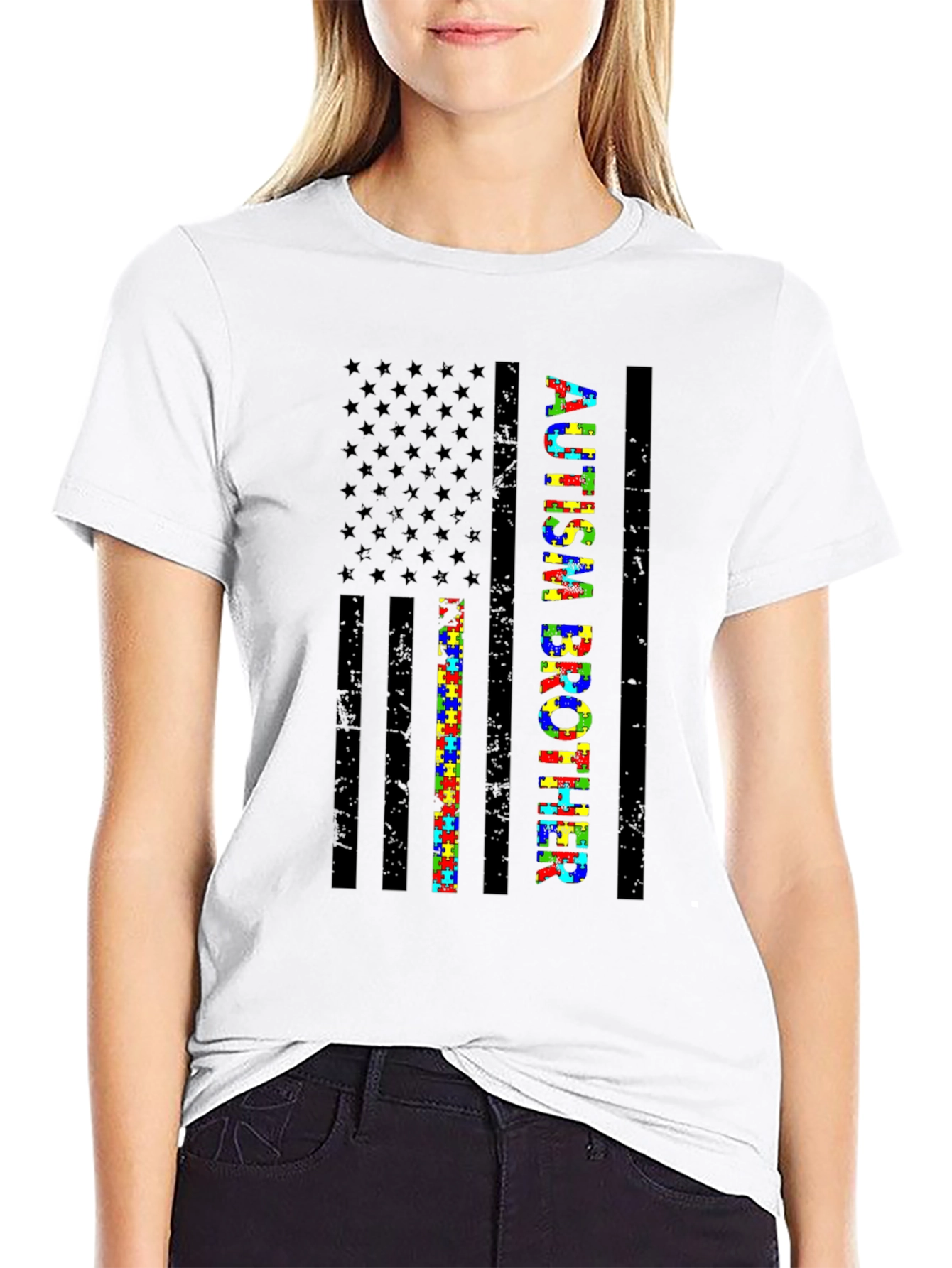 Autism Brother American Flag Graphic Tee