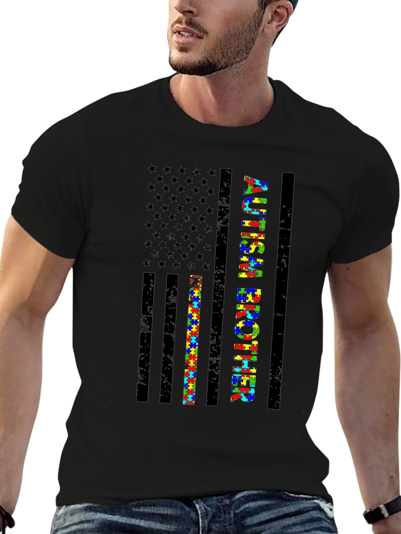 Autism Brother American Flag Graphic Tee