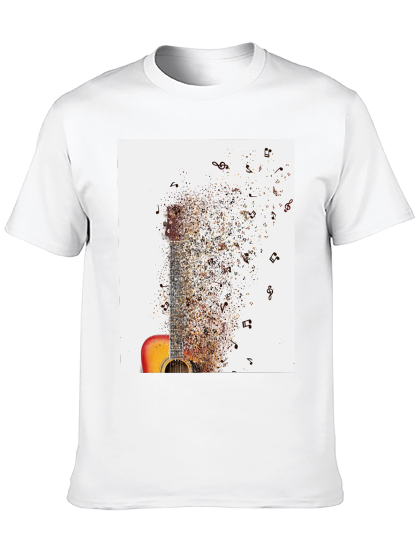 Guitar Music Notes Mens Black Graphic Tee