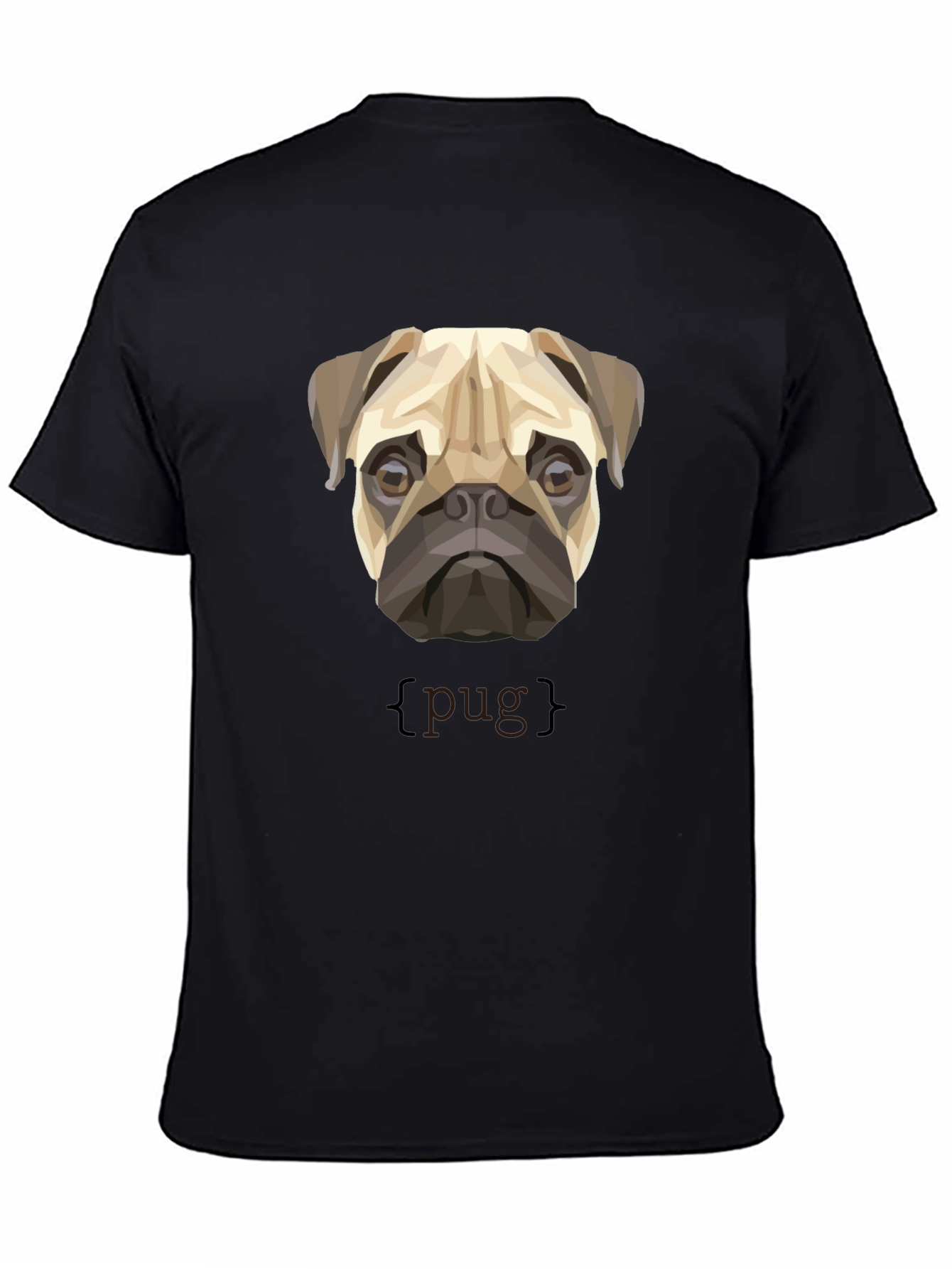 Geometric Pug Dog Graphic Print T-Shirt