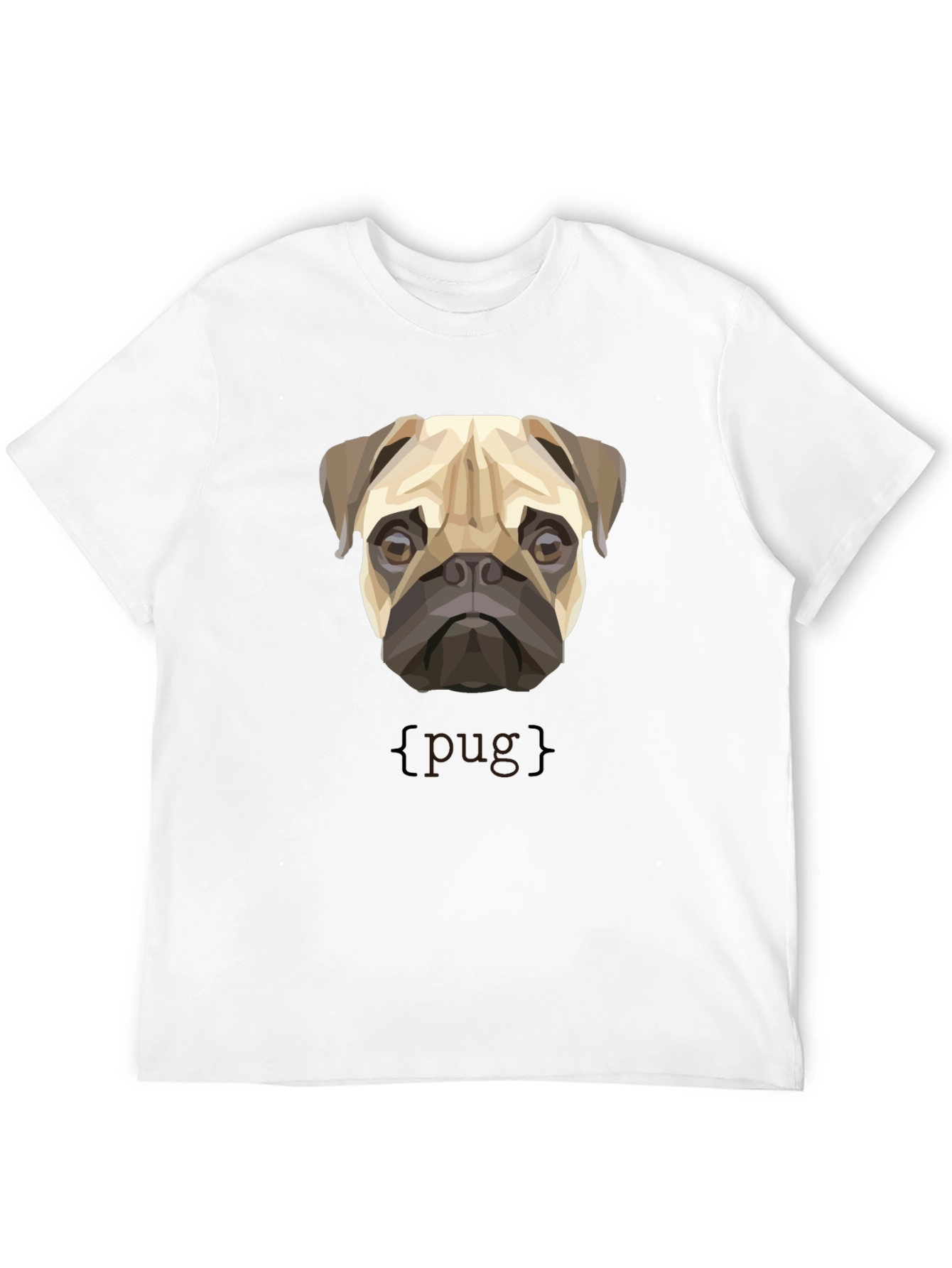 Geometric Pug Dog Graphic Print T-Shirt