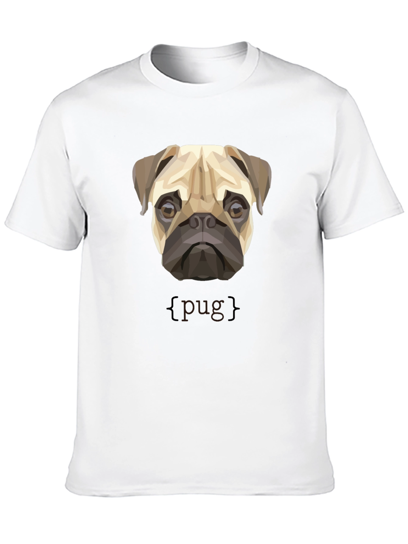 Geometric Pug Dog Graphic Print T-Shirt