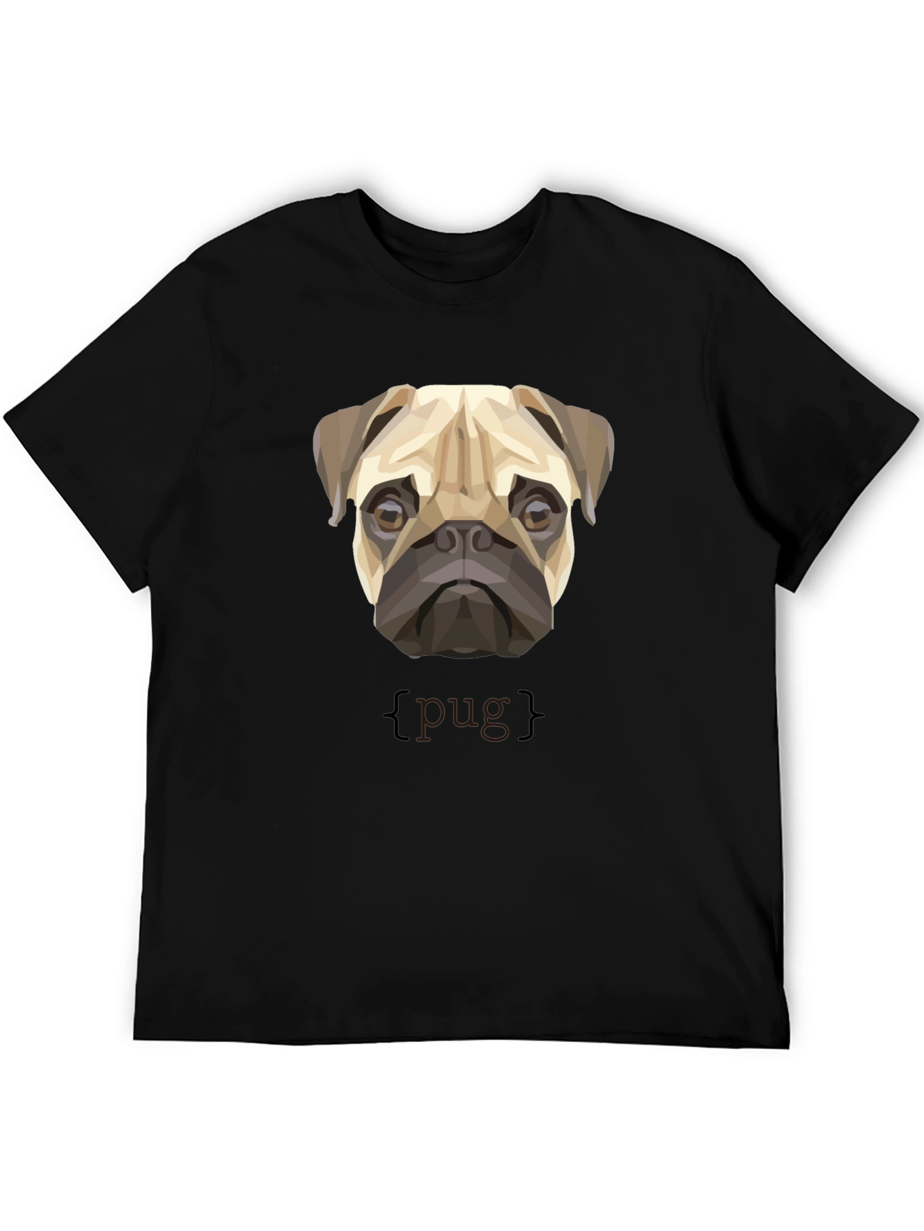 Geometric Pug Dog Graphic Print T-Shirt