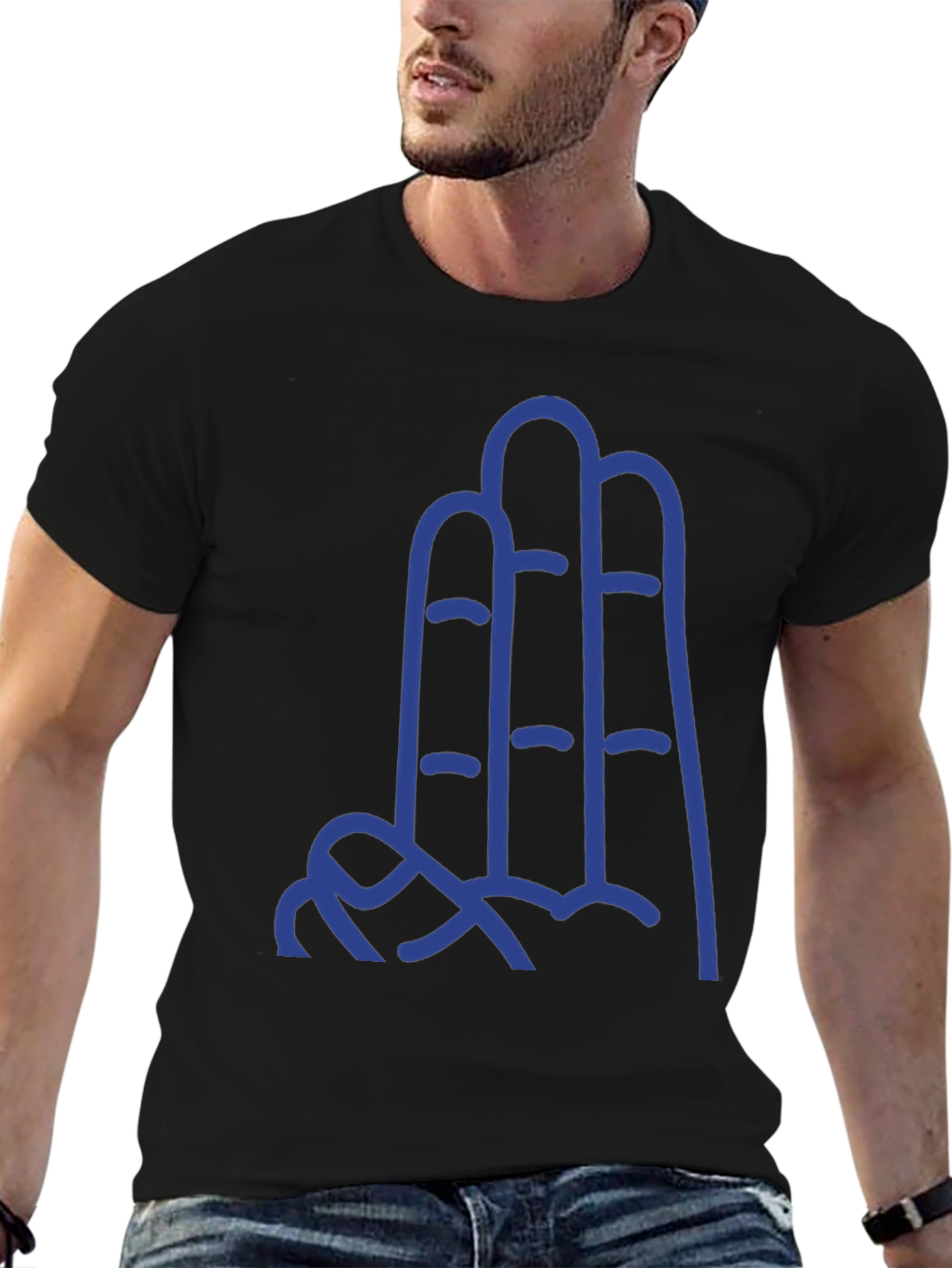 Abstract Blue Mountain Range Graphic T-Shirt