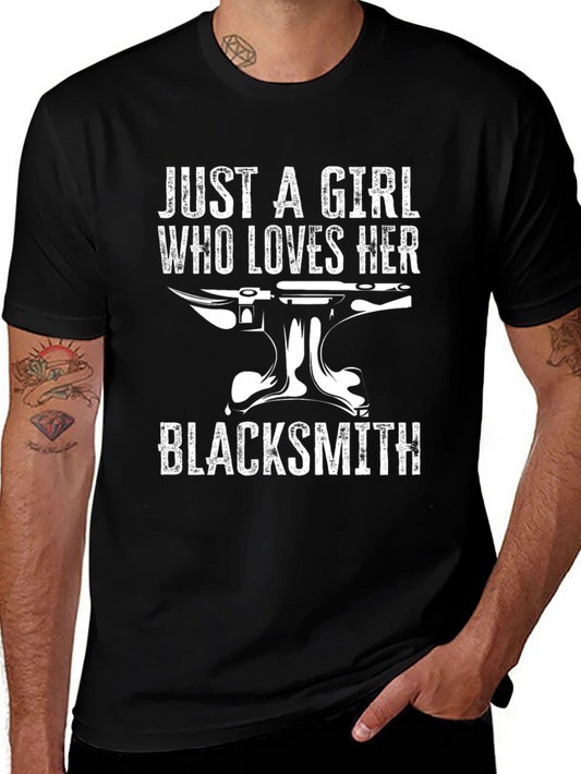 Girl Loves Her Blacksmith T-Shirt Anvil Graphic Tee