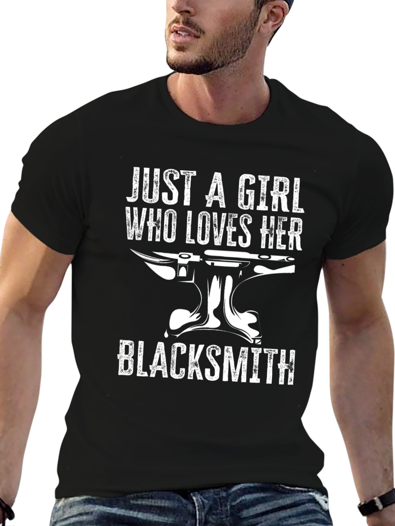 Girl Loves Her Blacksmith T-Shirt Anvil Graphic Tee