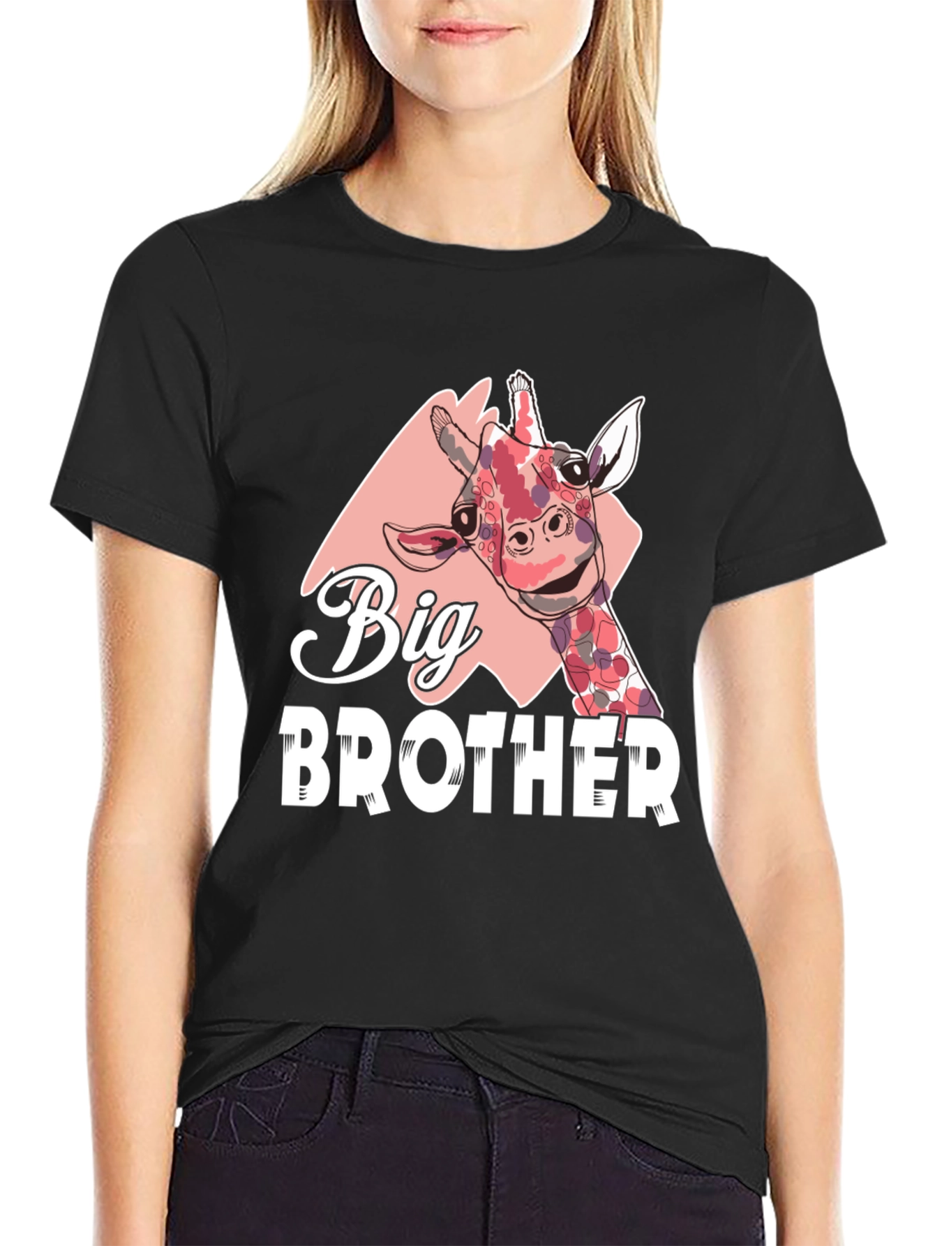 Big Brother Giraffe Graphic Tee - Black
