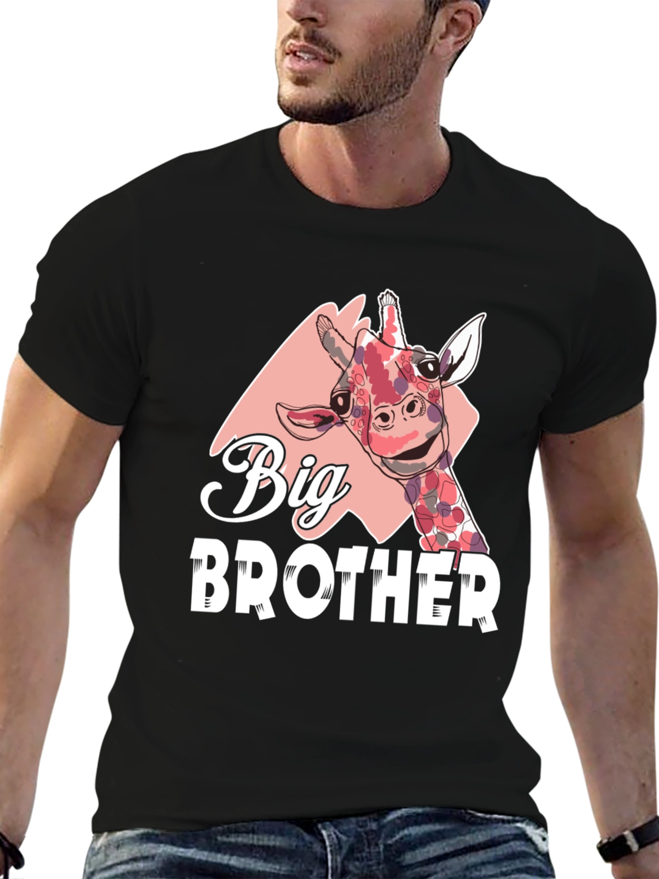 Big Brother Giraffe Graphic Tee - Black