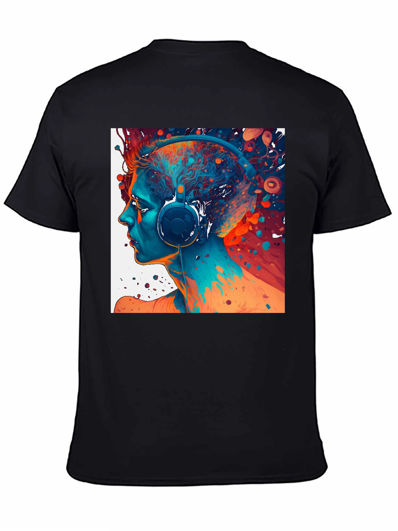 Abstract Headphone Art Graphic Tee - Black