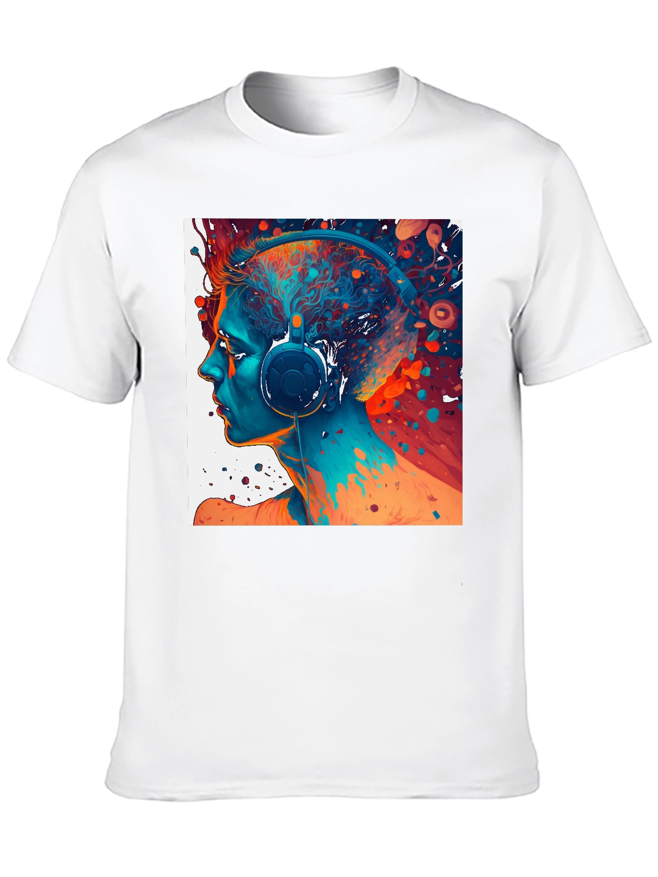 Abstract Headphone Art Graphic Tee - Black