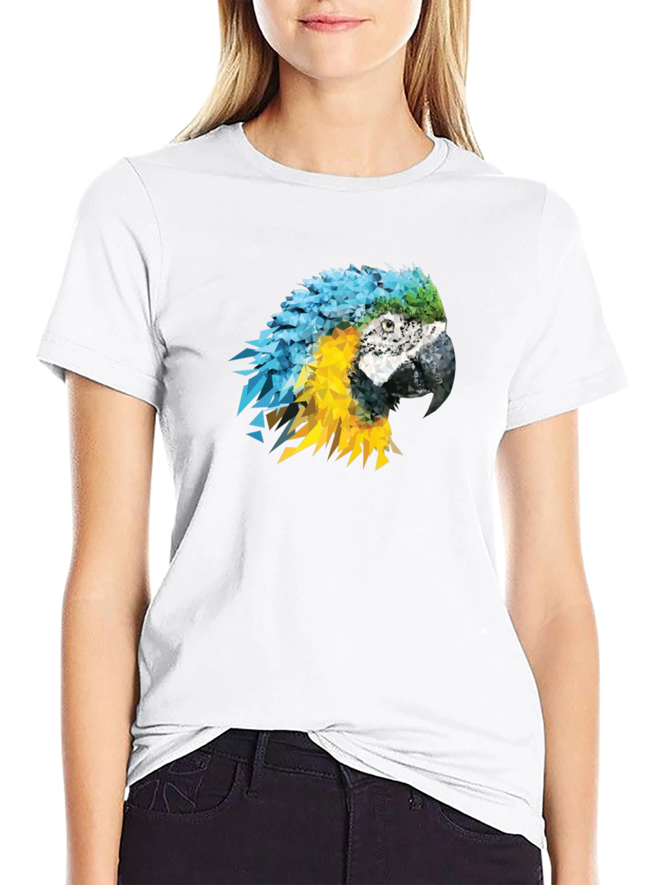 Geometric Parrot Graphic Tee - Mens Black T-Shirt