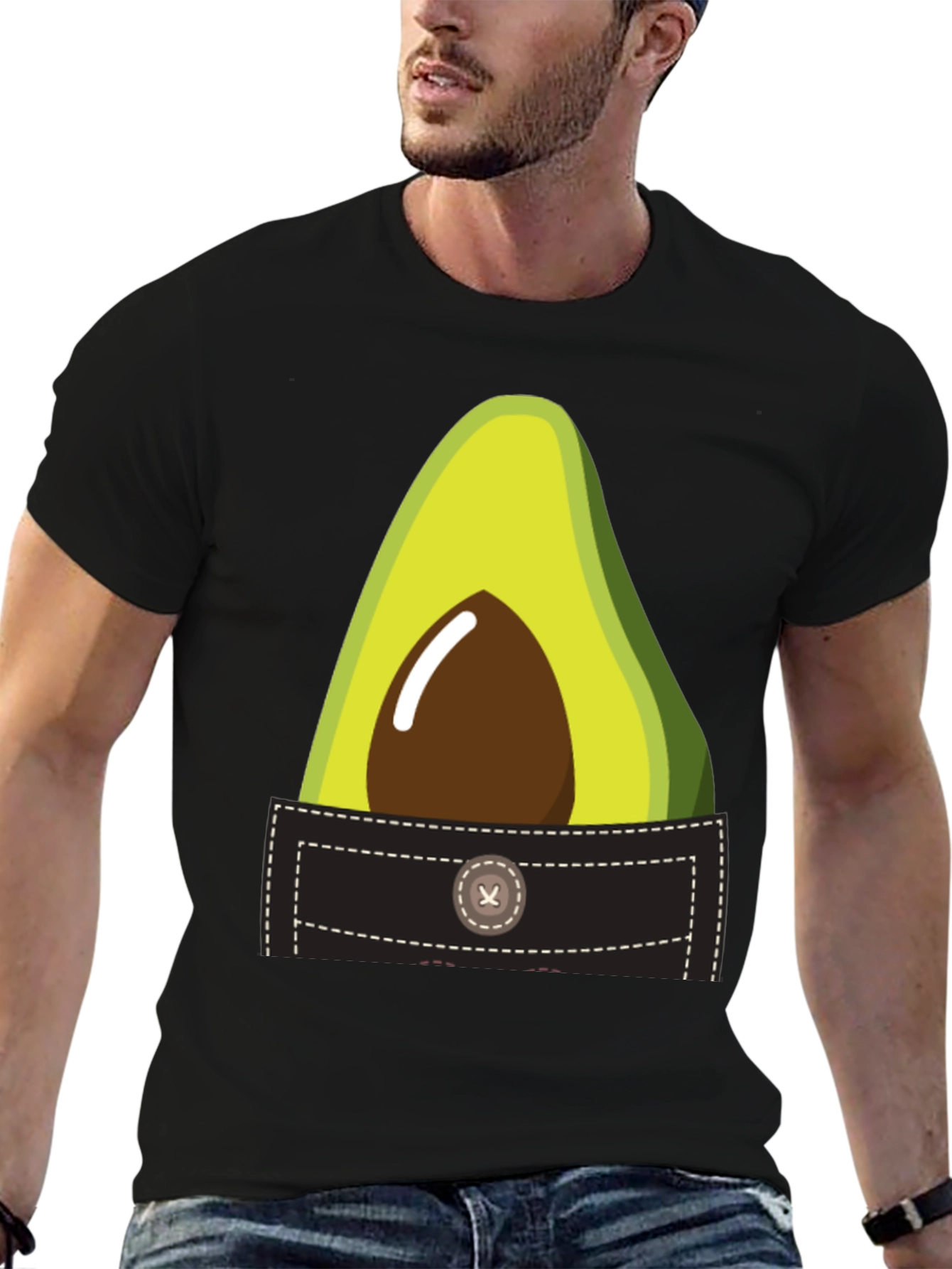 Avocado Pocket Graphic Tee - Novelty T-Shirt