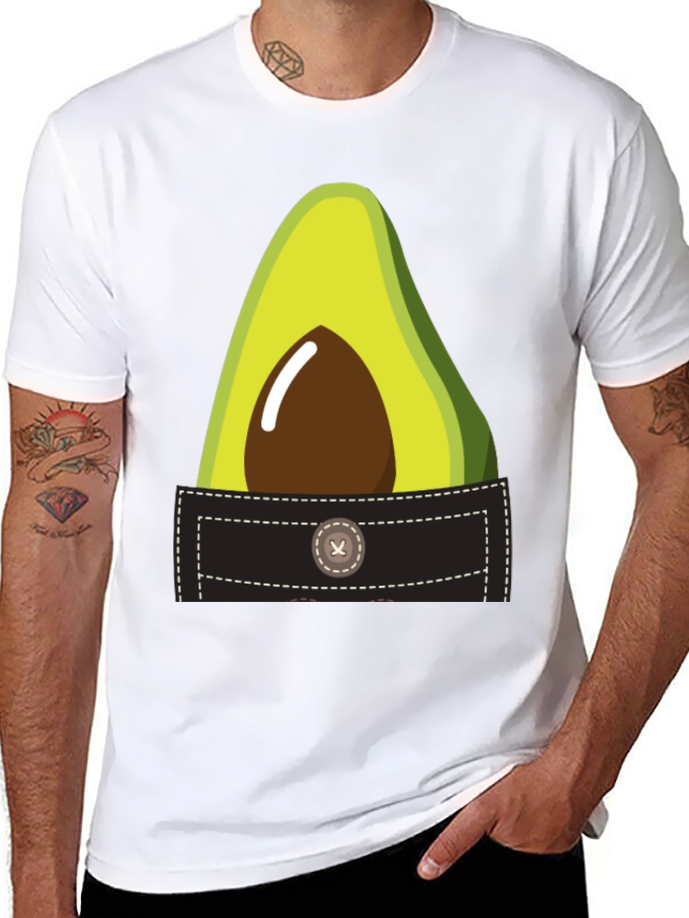 Avocado Pocket Graphic Tee - Novelty T-Shirt