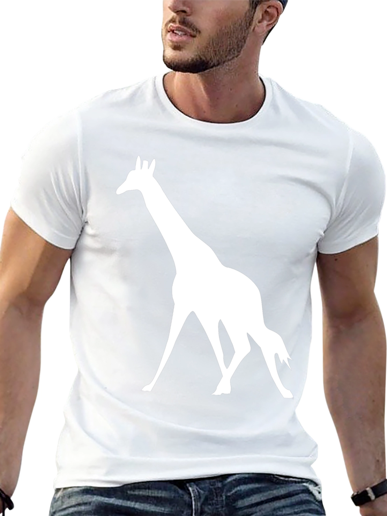 Giraffe Silhouette Graphic Tee - Black