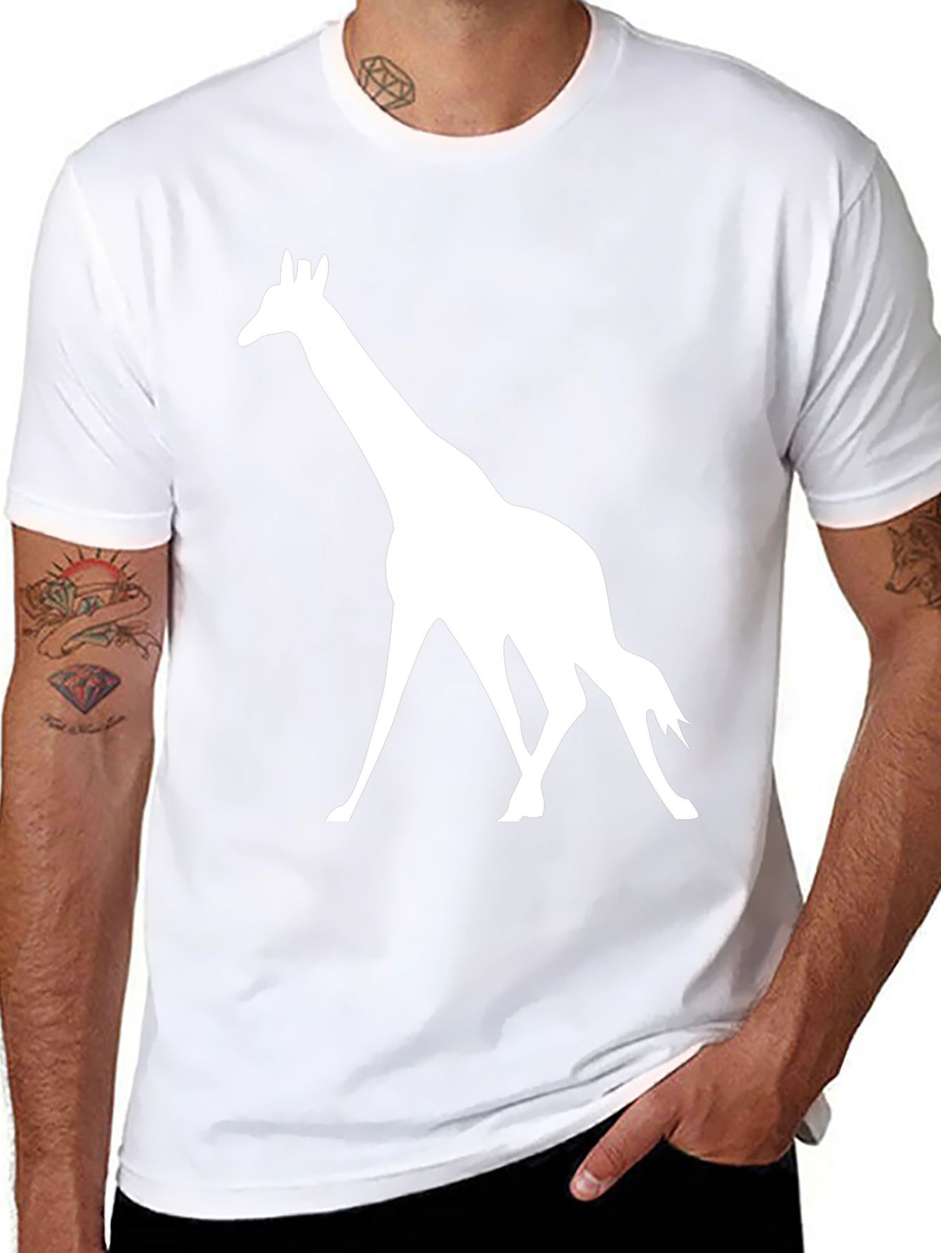 Giraffe Silhouette Graphic Tee - Black
