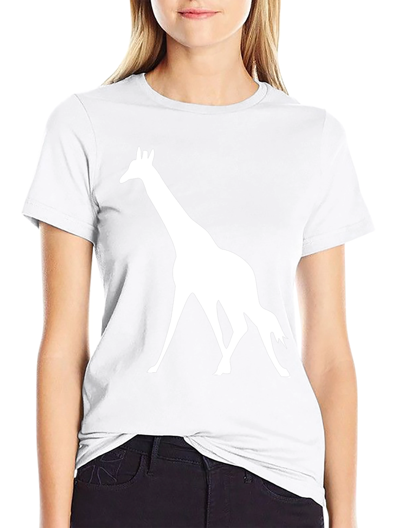 Giraffe Silhouette Graphic Tee - Black