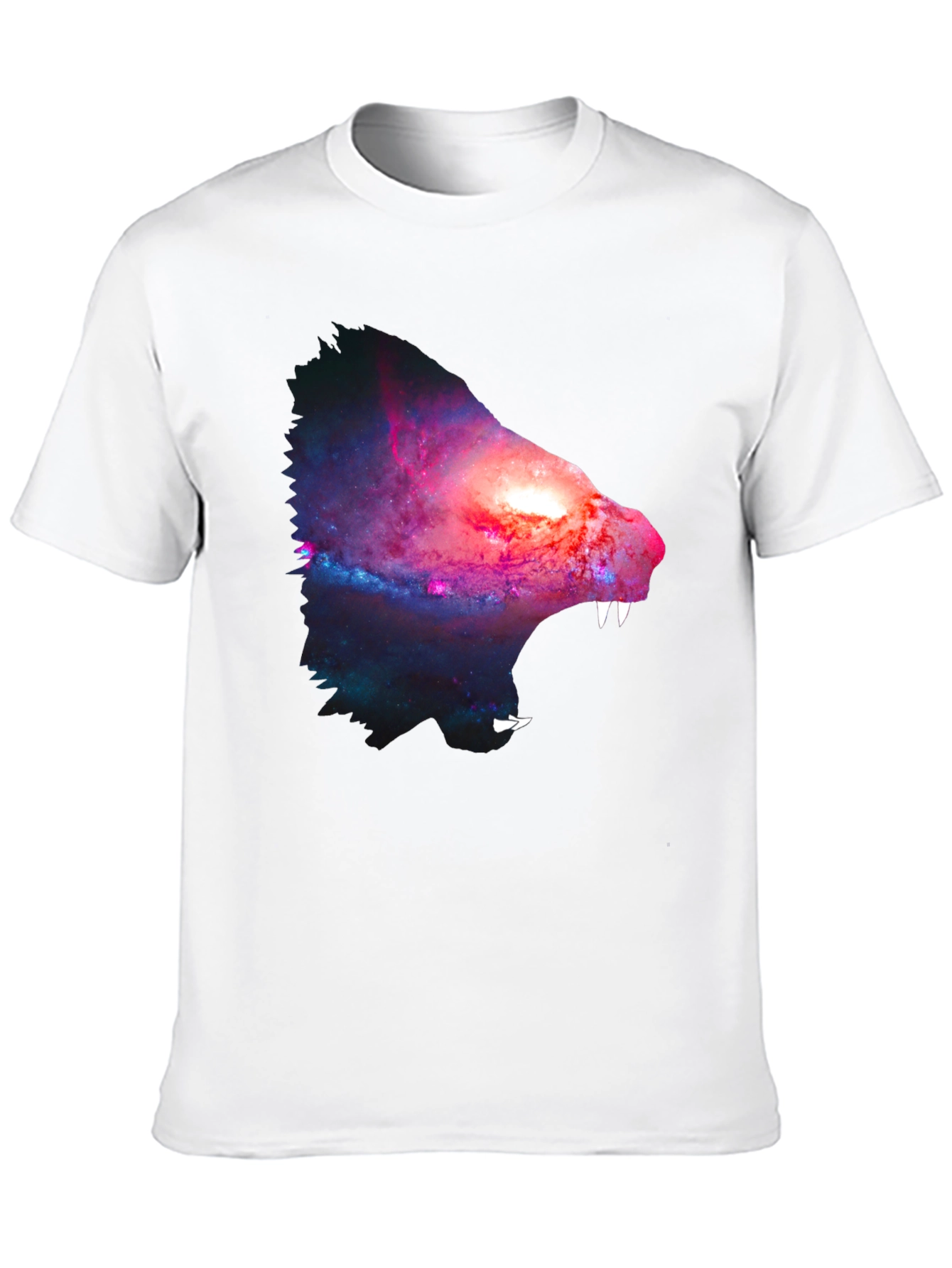 Galaxy Wolf Graphic Tee - Black Cotton Blend