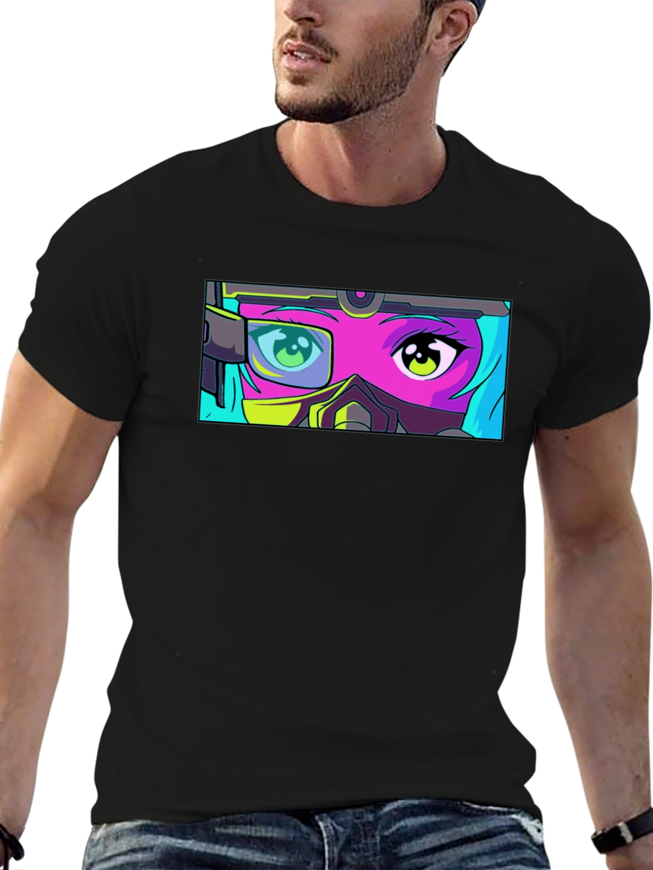 Anime Eyes T-Shirt - Futuristic Manga Graphic Tee