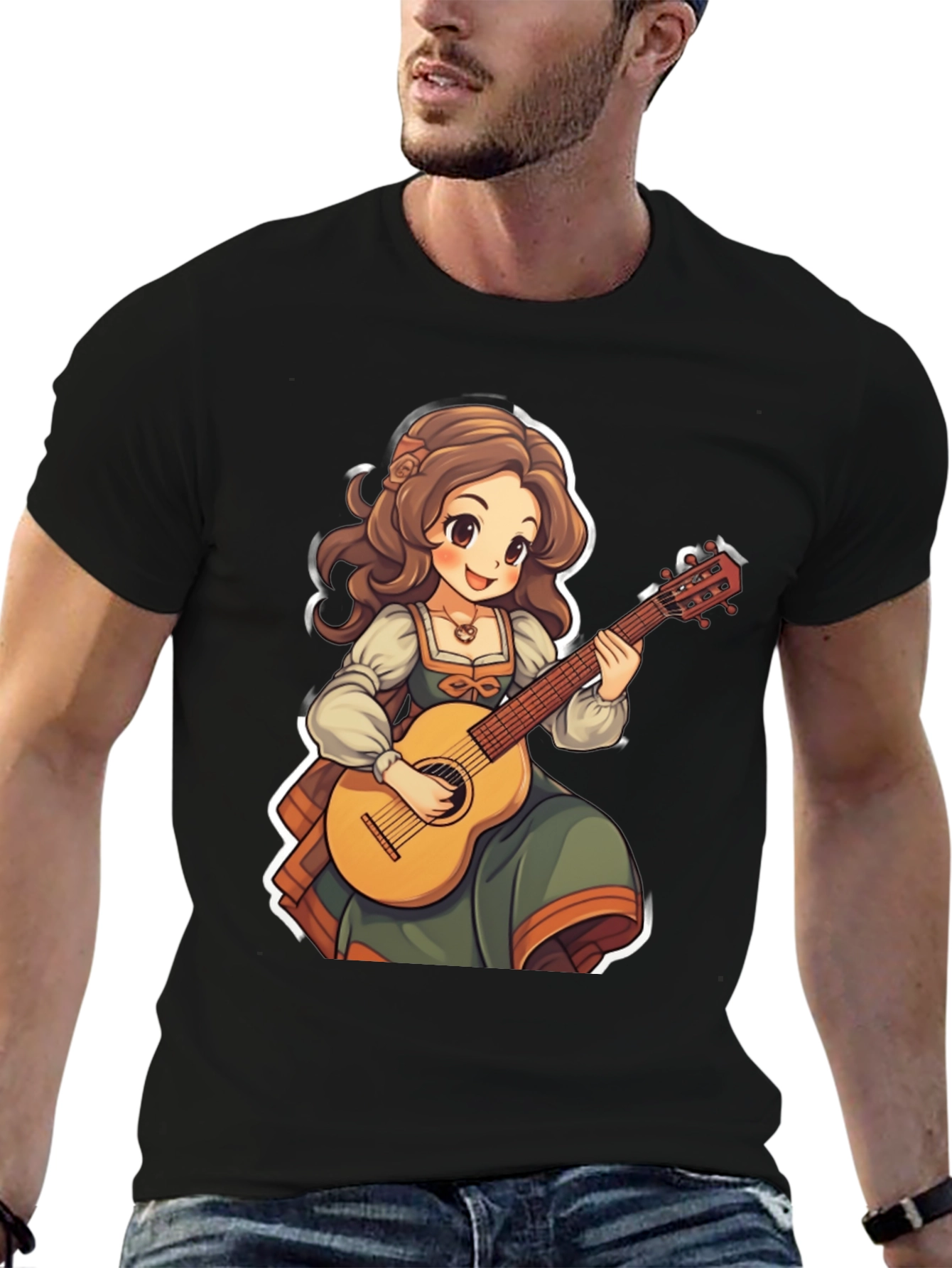 Anime Girl Guitar T-Shirt